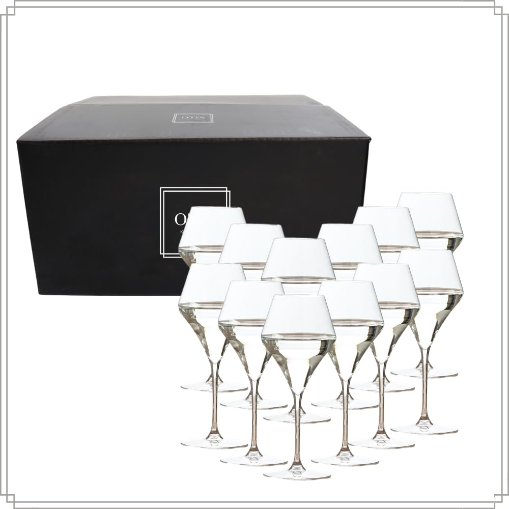OTIX Weingläser - Weiße Weingläser - Weißes Weinglas - 270ML - 12er Set - Transparent - Kristall - TOPAZ