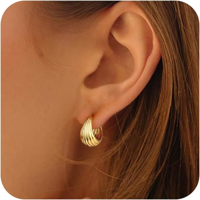 Small Gold Hoop Earrings For Women Hypoallergenic Trendy Gold Huggie Hoop Earrings For Women,Chunky Gold Earrings For Jewelry Gifts