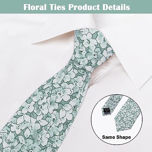Image of Mantieqingway Men Skinny Tie Cotton Floral Necktie for Wedding Groomsmen Tie