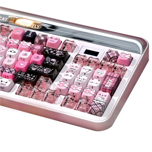 Keycaps Mécaniques Mao Profile Transparents Touches PC Noir Rose pour Clavier DIY