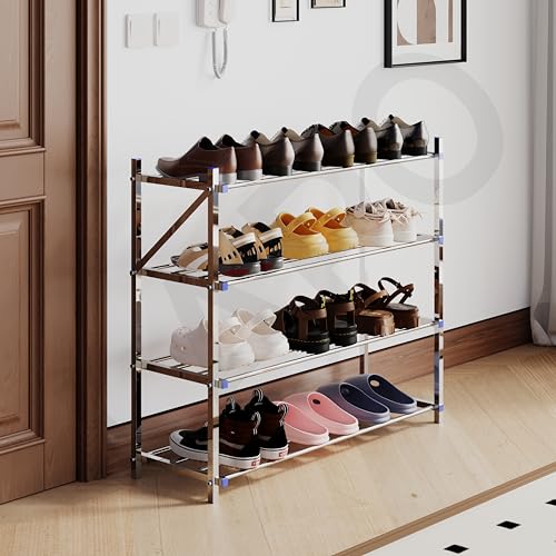 Image of LAPO Exclusive Stainless Steel Multipurpose Shoe Rack | 4 Step Foldable Storage Stand for Footwear, Clothes & Home Essentials | Durable Rust-Proof Organizer | Z125