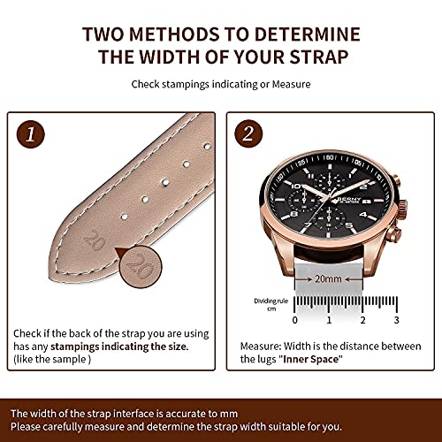 Berny Leather Watch Band Alligator Grain Calfskin Replacement Strap 20Mm Quick Release Top Genuine Leather Watch Strap Classic Black Leather Band Optional Width 20Mm, 22Mm (20Mm, Black Leather) #TOP2