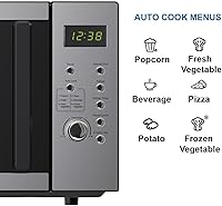 Vista 6 de Emerson MW9005SS Compact Countertop Microwave Oven with Push Button Control, LED Display, 900W, 5 Power Levels, 6 Auto Menus, Glass Turntable and