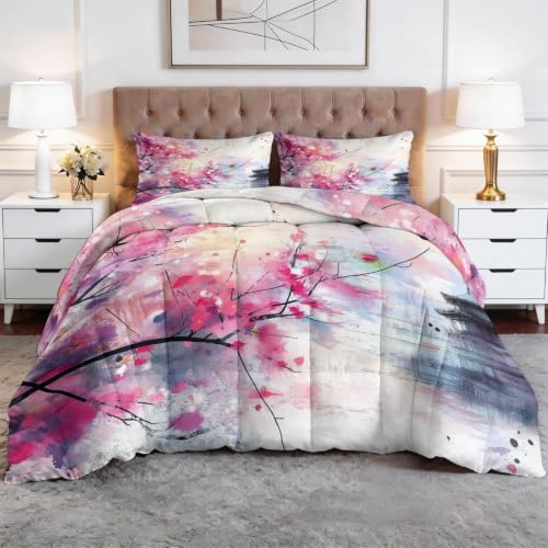 Edredón botánicos y flores de acuarela King reversible de tacto suave 3