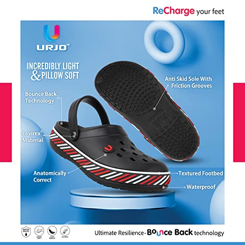 Image of URJO Tread Men's Clogs /Sandals with Adjustable Back Strap Ultra Soft & Flexibility Anti Skid Comfortable Waterproof Daily Mules Clogs /Sandals for Men