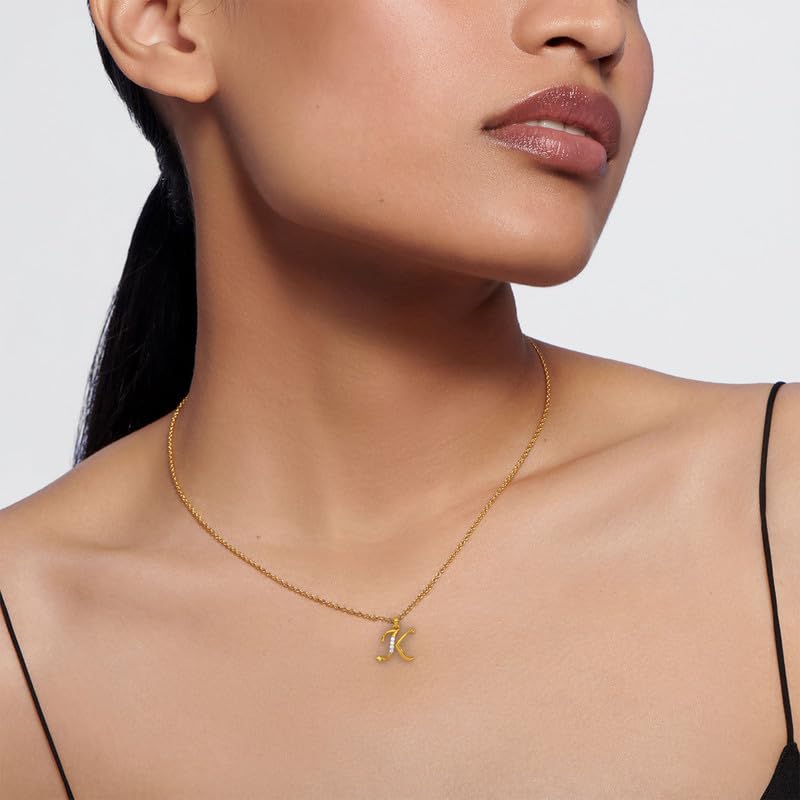 Image of KISNA Alphabet Diamond & Gold Pendant for Women.