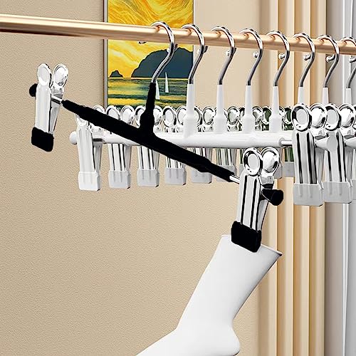 Niulab Trouser Hangers -10Pack Skirt Hangers with Clips Heavy Duty Chrome Coat Hangers for Trousers- Space Saving Pants Hangers (Black) - Image 4