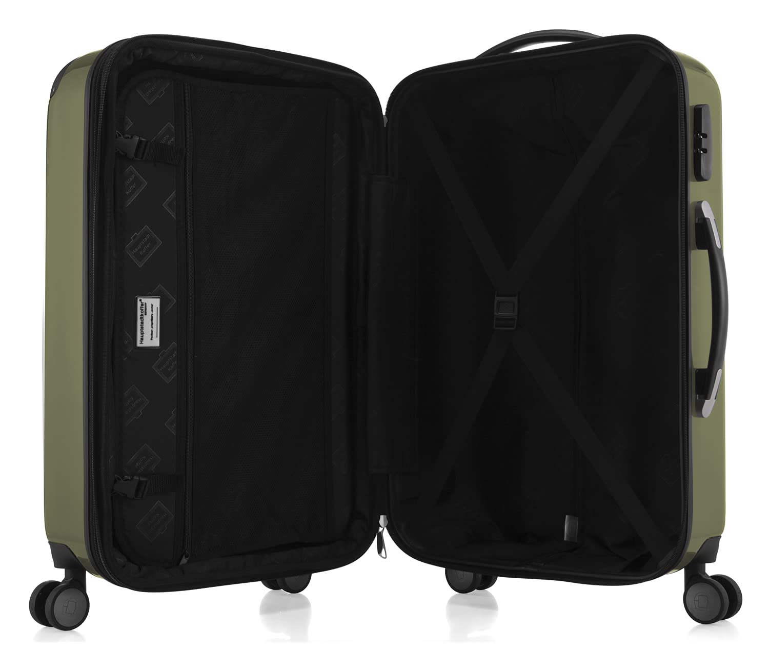 Hauptstadtkoffer Alex - 3er Kofferset - Handgepäckskoffer 55 cm, mittelgroßer Koffer 65 cm + großer Reisekoffer 75 cm, Hartschale ABS+PC, Zahlenschloss, Avocado | ABS/PC-Hartschale · Zahlenschloss · Erweiterbar · 4 Rollen · Austauschbare Ersatzteile · Gep