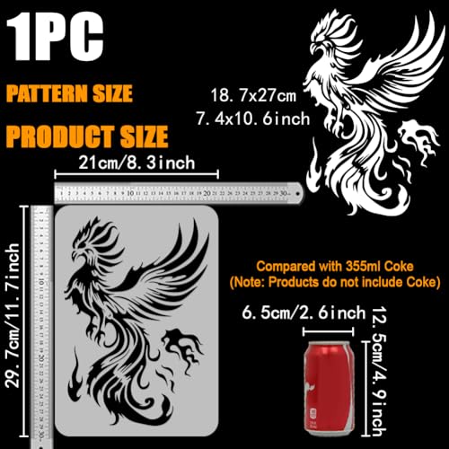 FINGERINSPIRE Phoenix Large Stencils 21x29.7cm Firebird Painting Stencils Flying Phoenix Drawing Stencils Mythical Phoenix Stencils Brilliant Phoenix Templates Flame Phoenix Templates for Wall Decor - Image 2