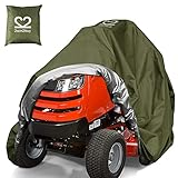 Riding Lawn Mower Cover, Heavy Duty 600D Oxford Outdoor Tractor Cover Waterproof UV Protection Lawn Mower Cover Fit Decks up to 54' with Elastic Cord & Storage Bag, Green