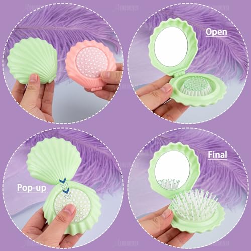 Cepillo de pelo plegables con espejo AUEAR en pack de 4 unidades de diseño portátil 3