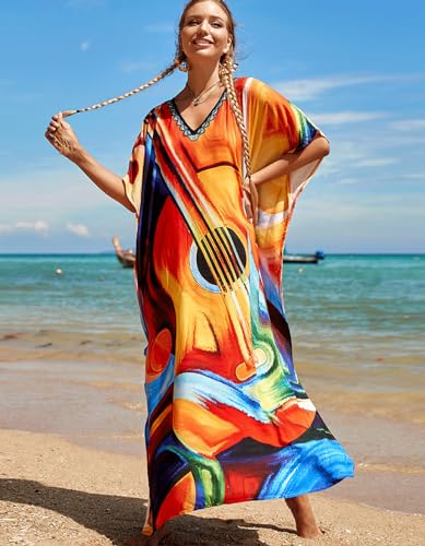 Image of NFVNKJ Women's Plus Size Beach Lounge Kaftan Maxi Dress Swimsuit Coverup for Women