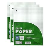 Graph Paper, Loose Leaf Graph Paper, 4 x 4 Squares Per Inch Quad Ruled Graph Paper, 10.5” x 8” Graphing Paper, 56 gsm, 150 Per Pack, 450 Sheets (3 Pack)