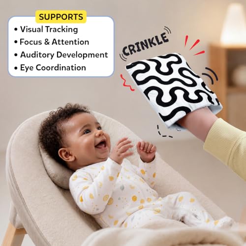 Image of Skillmatics High Contrast Crinklers - Black & White Sensory Cloths for Baby