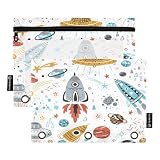 Estuche para lápices para carpeta de 3 anillas, planetas de dibujos animados, bolsas con cremallera a granel, estuche para bolígrafos con ventana transparente, clase escolar, oficina, 2 unidades