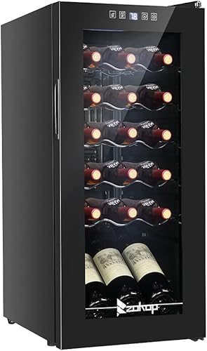 Winado Refrigerador de vino con compresor de 12 botellas con temperatura ajustable, mini refrigerador de vino compacto independiente con control