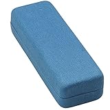 コンパクト スクエア メガネケース じょうぶな アルミ ハード バネ式 ブルー 2218-03