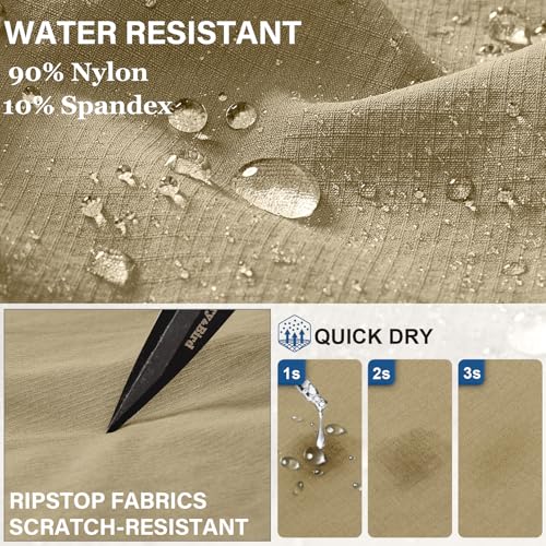 Winebox Walking Hiking Trousers Mens, Convertible Zip Off Lightweight Quick Dry Breathable Cargo Fishing Safari Camping Travel Pants(khaki-30) - Image 4