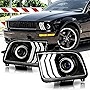 ACANII - For 2005-2009 Ford Mustang Black Housing LED Tube Projector Headlights Headlamps Assembly Pair Set Left+Right