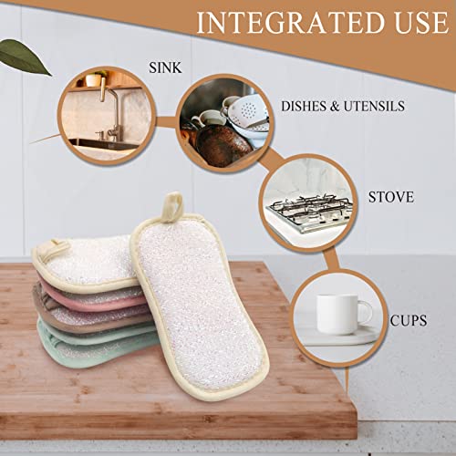 Image of Kitchen Scrub Sponges, Heavy Duty Cleaning Non-Scratch Scrub Sponge, Reusable Microfiber Sponge for Household Cleaning, Random Colors (More)