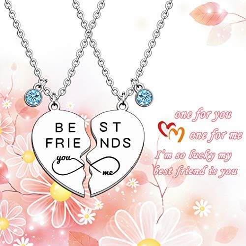 JMIMO Best Friend Necklaces for 2 Girls Friendship Necklace for Girls Best Friend Graduation Birthday Christmas Gifts(2 PCS)