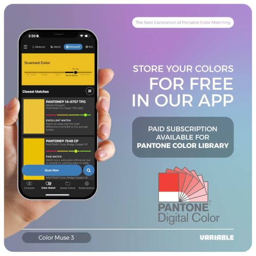 Image of COLOR MUSE 3 Portable Color Matching and Paint Scanner Device - Wireless Digital Colorimeter Sensor for Accurate Color and Sheen Detection - Pocket-Sized, Easy Carry, Indoor /Outdoor Projects - Black