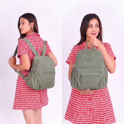 Image of TS WITH TECHSUN Stylish Women Mini Backpack | Lightweight Travel Small Nylon Bag with Multiple Pockets | Anti-Theft Zipper Pocket | Casual, Work, Office, Picnic Backpack for Girls