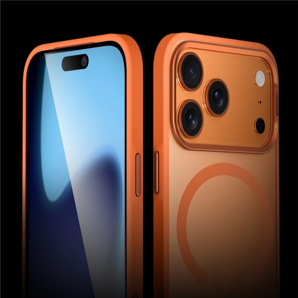 Funda de Lujo con Marco de aleación Mate para iPhone 17 Air 17 Pro 17 Pro MAX, Cubierta rígida magnética híbrida translúcida a Prueba de Golpes, Gris, para iPhone 17
