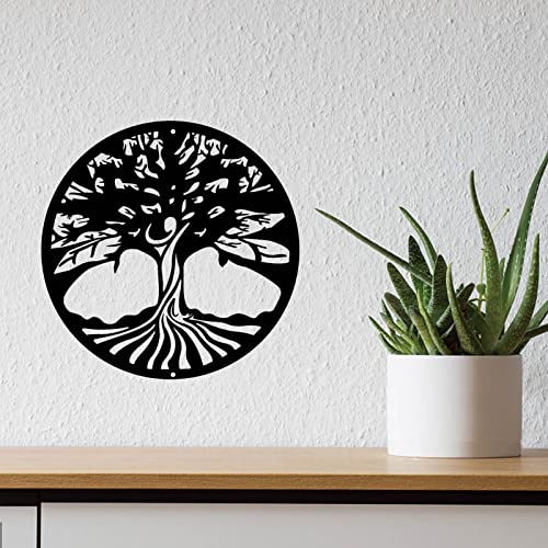 Creatcabin Metal Wall Art Tree Of Life Decor Wall Hanging Plaques Ornaments Iron Wall Art Sculpture Sign For Indoor Outdoor Home Living Room Kitchen Garden Office Decoration Gift Black 11.8Inch #TOP6