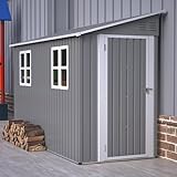 Abri de Jardin en métal Robuste de 1,2 x 3 m avec kit de Sol, Design appenti avec Porte Gauche/Droite et 2 fenêtres