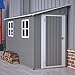 4x10 ft Metallschuppen mit Bodenrahmen – Anlehn Geräteschuppen 1,2x3 m, verzinkter Gartenschuppen mit abschließbarer Tür & 2 Fenstern, wetterfestes Gerätehaus Grau (Grey, 1,2x3 m)