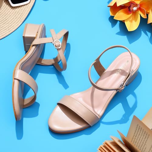 Image of TRASE Women Block Heel Sandals with Ankle Strap, Stylish and Comfortable Design, Perfect for Casual Outings