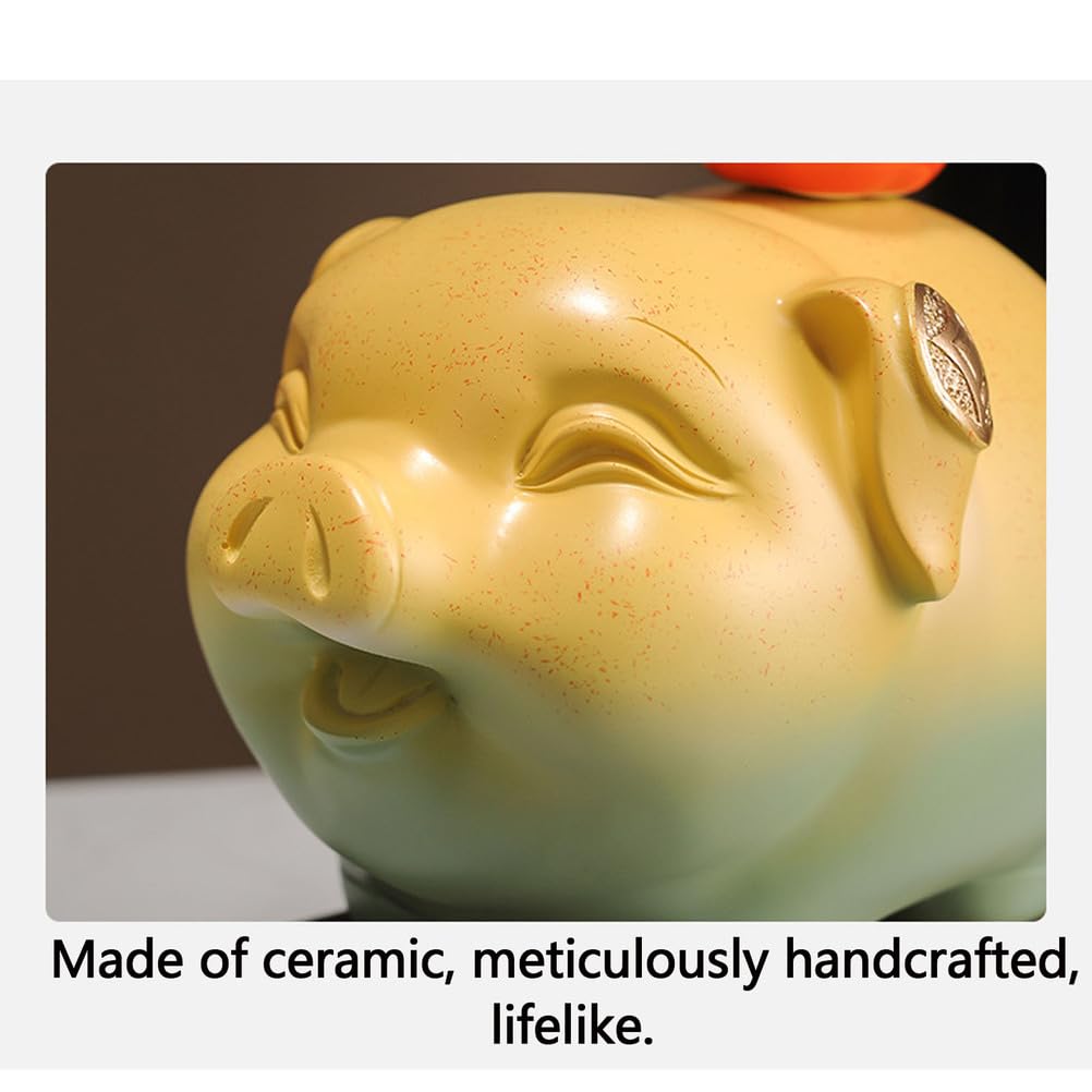 Ceramika Piggy Mini statua Rzeźba świni Retro Figurka świni Chiński zodiak Świnia Wystrój tacy Herbata Figurki zwierząt Wystrój domu Ceramika Figurka zwierzątka Wen Wan Wisiorek,21 * 10 * 19cm