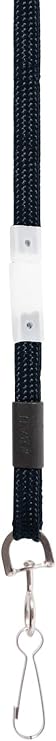 Safety Breakaway Lanyard, Metal Hook Fastener, 36 Long, Black