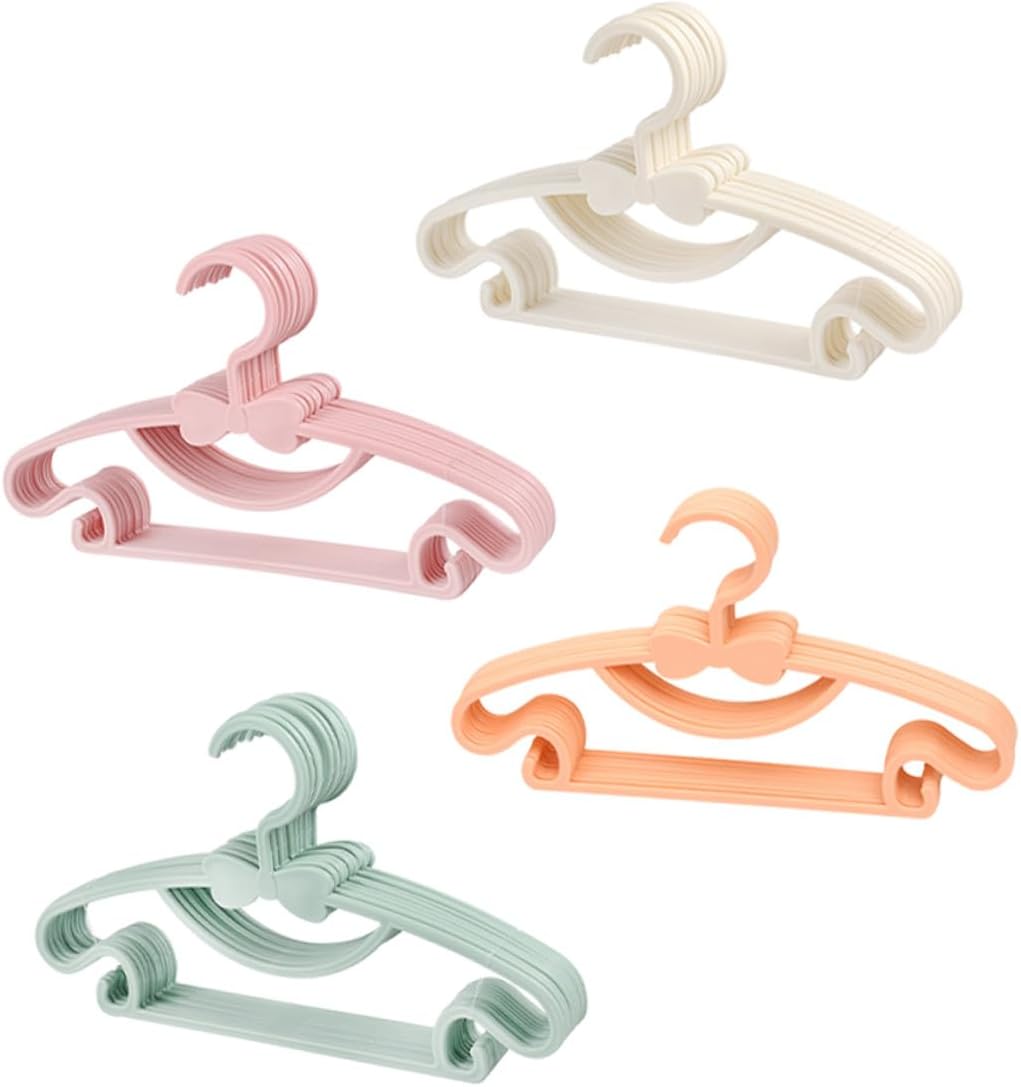 100 Pcs Plastic Clothes Hangers for Infant, Thickened Sturdy Clothes Drying Hangers Bowknot Style, Suitable for Boys and Closet Organization, Random Color
