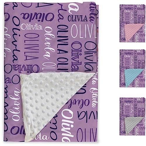 Image of Custom Baby Blanket - Personalized Names Design - Soft Plush Blanket with Double Layer Dotted Backing for Boys Girls Color12(47x60 inches)