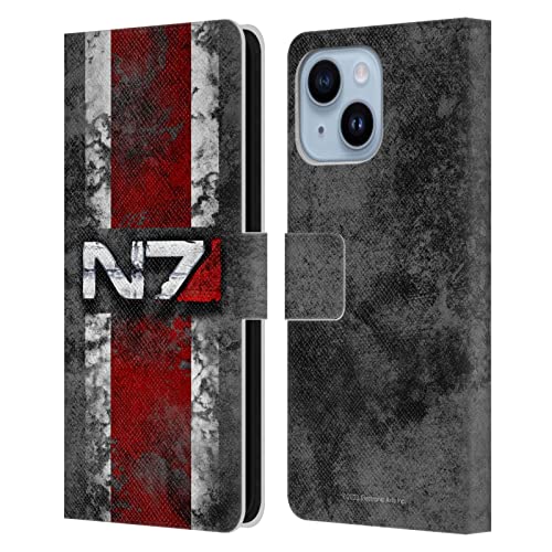 Étui portefeuille Mass Effect N7 pour iPhone 14 Plus en cuir Head Case Designs