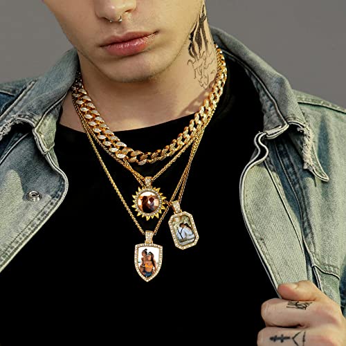 U7 Colar com imagem personalizada para homens e mulheres, aço inoxidável/banhado a ouro 18K moda CZ
