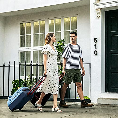 Gonex Rolling Duffle Bag with Wheels, 50L Travel Carry On Wheeled Duffel Luggage with Rollers 22 Inch, Navy Blue