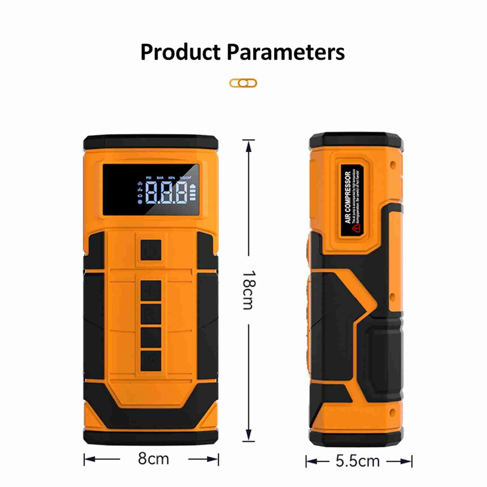 Arrancador de batería para automóvil con inflador de neumáticos de 150 PSI - Arrancador de energía de Emergencia portátil de 600 A Pico 12 V para Motores de Gasolina de 3,5 L -
