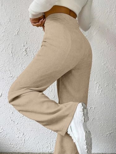 Image of Women's Wide Leg Bottomwear with Pocket || Corduroy Mid Rise Loose & Relaxed Fit Casual Korean Baggy Trousers for Woman Elegant Workwear for Office, College & Events