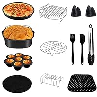 Quadrato Accessori per Friggitrice ad Aria da - Set di 12 Accessori per Friggitrice ad Aria per COSORI 6,2L Philips 6,5L senza BPA, 22cm