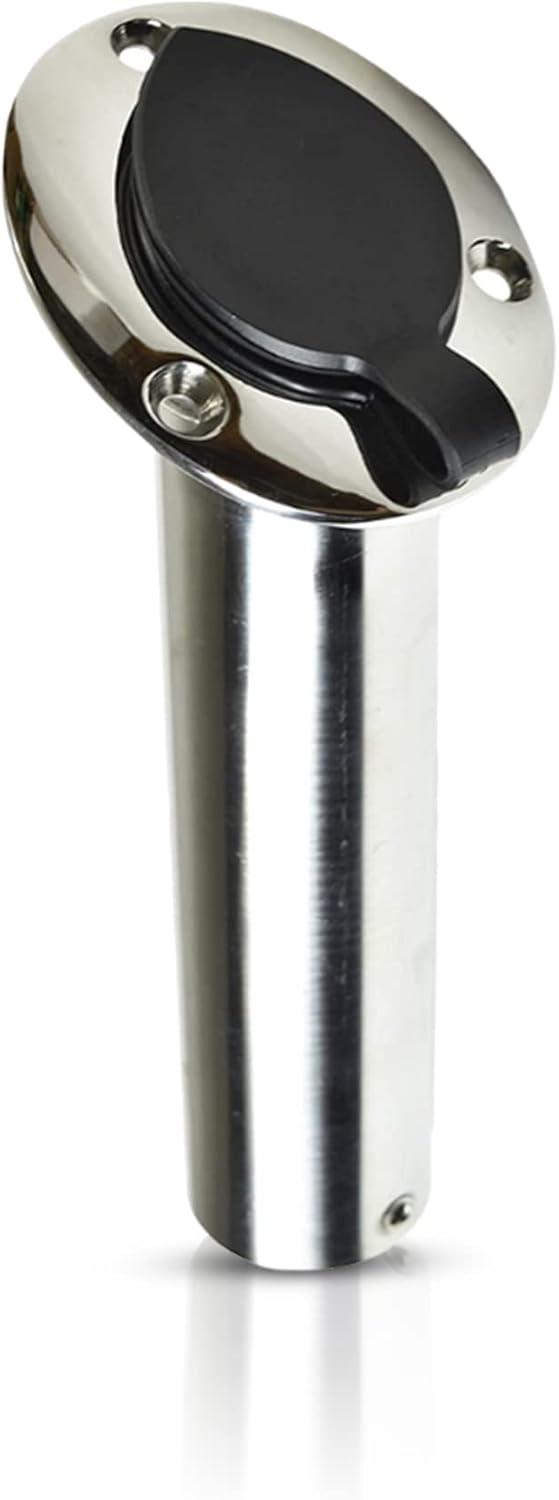 MARINE CITY Flush Mount Fishing Rod Holder – Stainless Steel, Heavy-Duty, Corrosion-Resistant, PVC Liner & Cap, for Marines, Boats, Yachts, Kayaks (30 Degree)