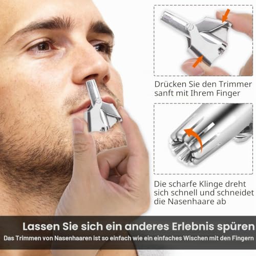 TIESOME Nasenhaarschneider Trimmer, Edelstahl Nasentrimmer mit Pinsel für Nase Koteletten...