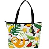 Women's Large Size Canvas Shoulder Bag Hobo Crossbody Handbag Casual Tote, Cartoon Lazu Parrot Tropical Jungle Banana