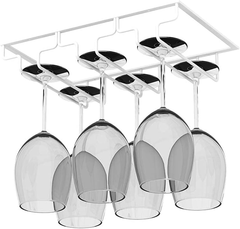 Metal Wine Glass Rack Under Cabinet Stemware Holder Hanging for Bars & Kitchens Upside Down Wine Glass Storage for Home & Restaurant