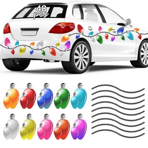 48 imanes decorativos reflectantes para auto navideños miniatura 1