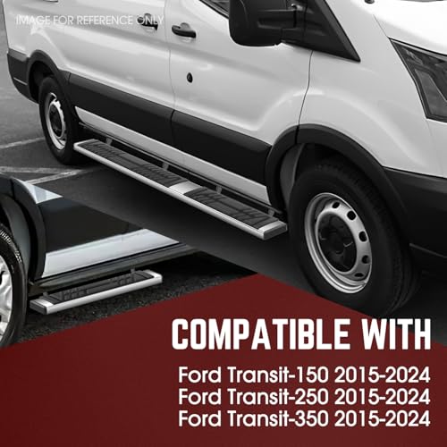 Estribos planos 6.5" DNA Motoring compatibles Ford Transit miniatura 6