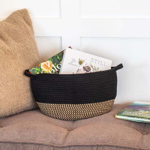 Stylish Cotton Rope Storage Basket For Dog Toys, Magazines or Books - The Perfect Woven Bin with Handles For Everyday Organization Reduces Clutter in Your Rooms - A Decorative Gift & Storage Box - Image 5