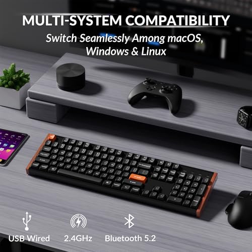 Image of Keychron K10 HE Hall Effect Keyboard, Ultra-Fast Lime Banana Magnetic Switch, Full-Size Tri-Mode Wireless Keyboard with Rapid Trigger, Adjustable Actuation, RGB, Aluminum + Wood Frame - Black
